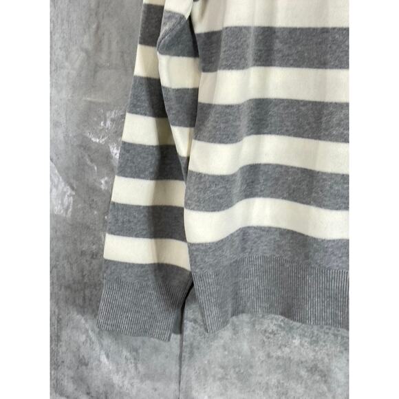 COS Men's Cream/Gray Striped Regular-Fit Crewneck Pullover Sweater SZ L - Picture 9 of 11